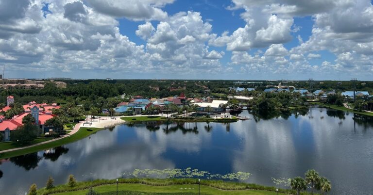 Aerial view of hotels at Lake Buena Vista