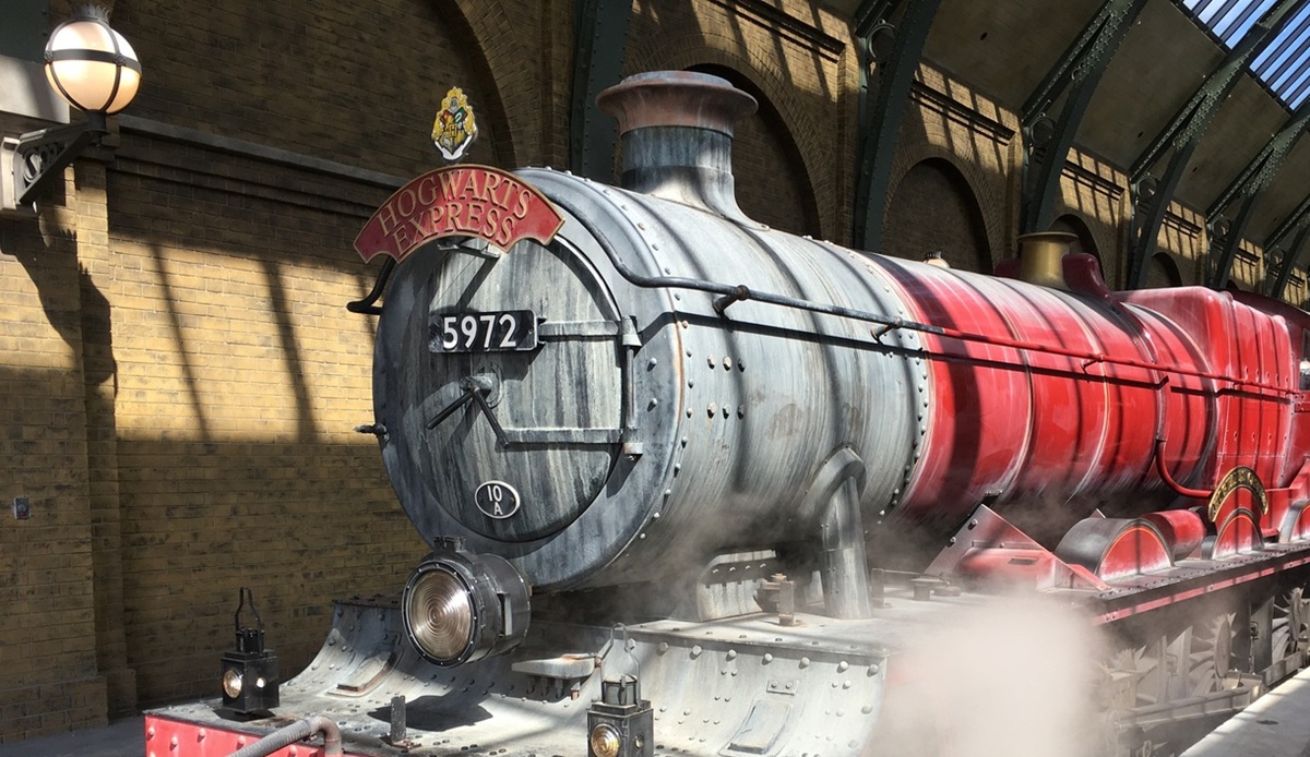Hogwarts Express at platform in Hogsmead