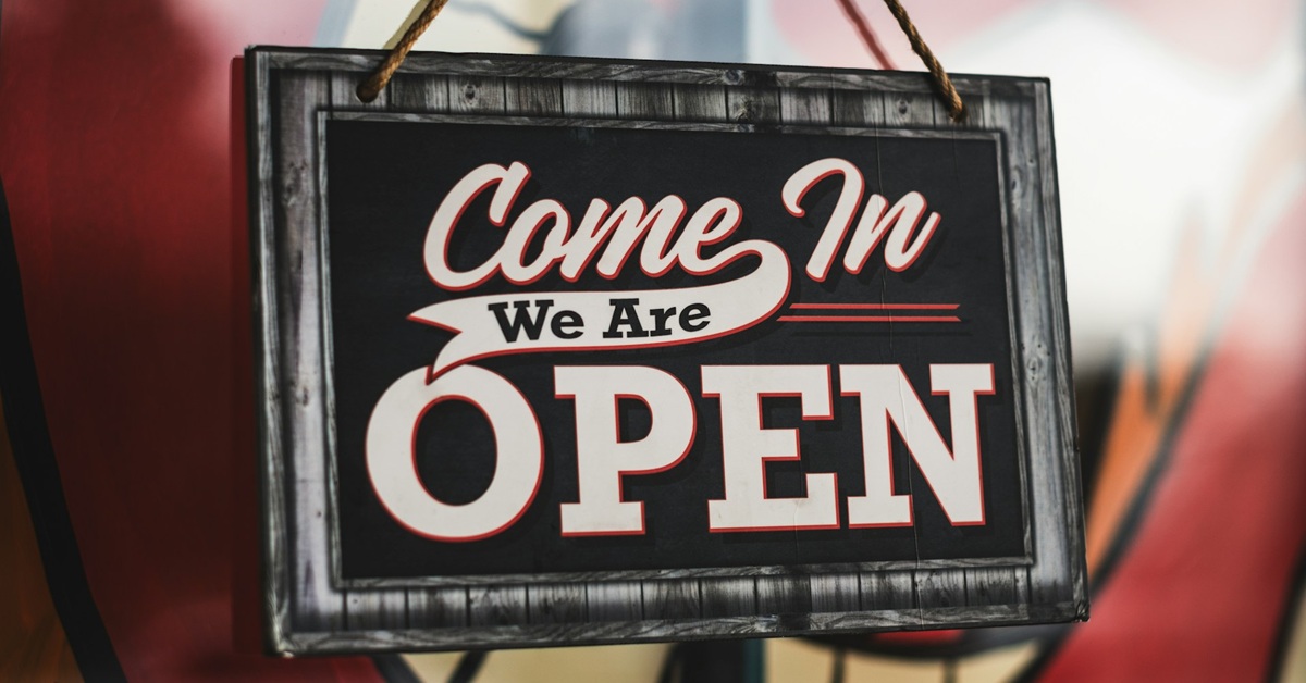 Come In We Are Open sign