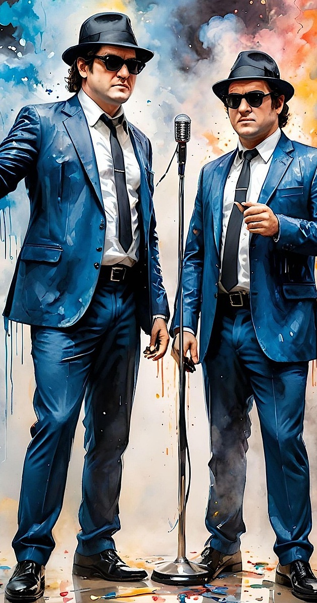 AI generated image of the Blues Brothers