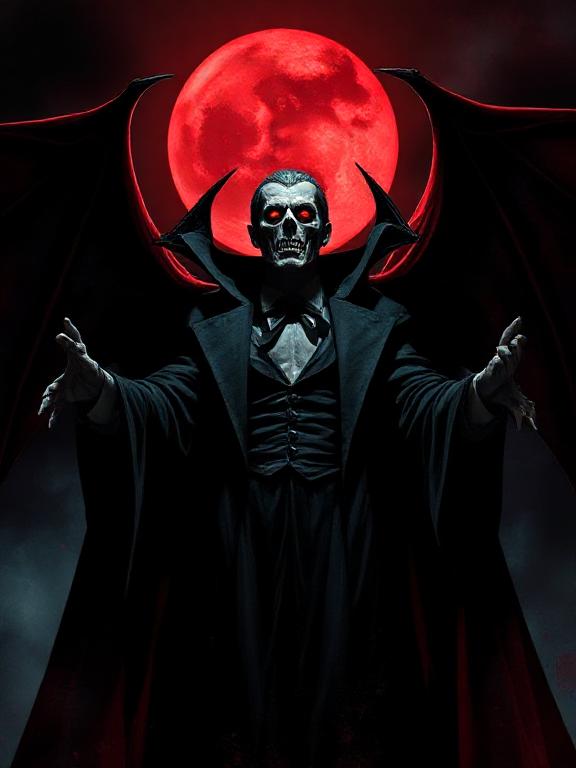 Dracula with blood moon