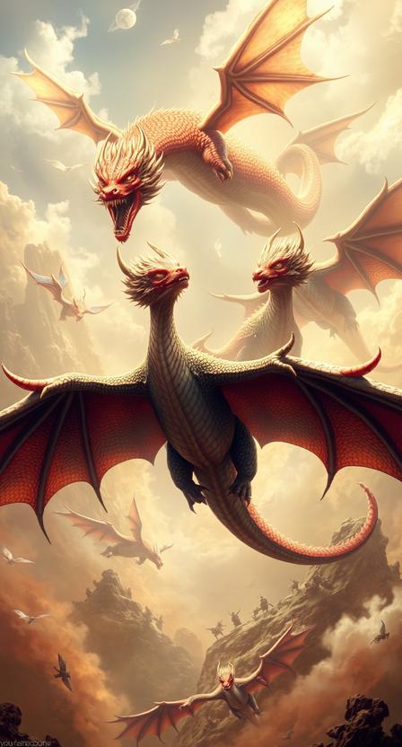 Assortment of flying dragons