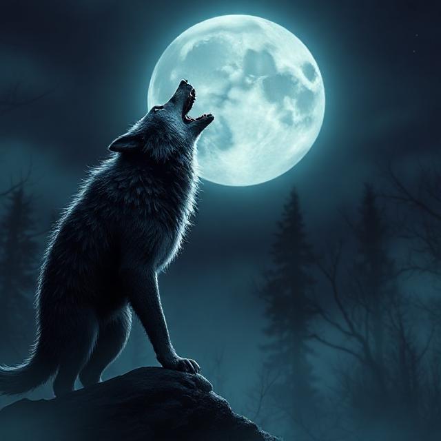 Werewolf howling at the moon