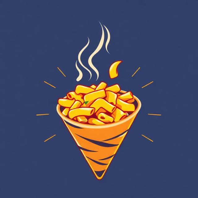 Clip art image of mac & cheese in a bread cone