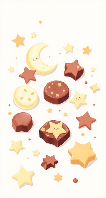 Moon and star shaped chocolate