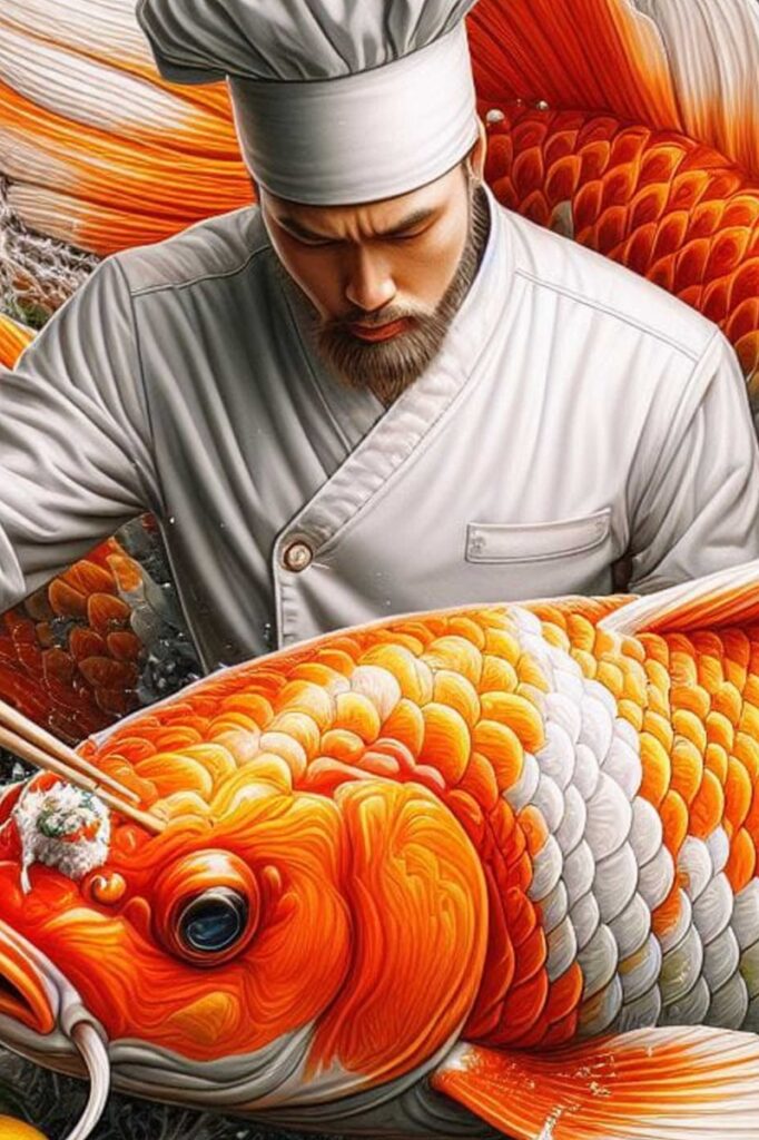 Generated image of chef and fish