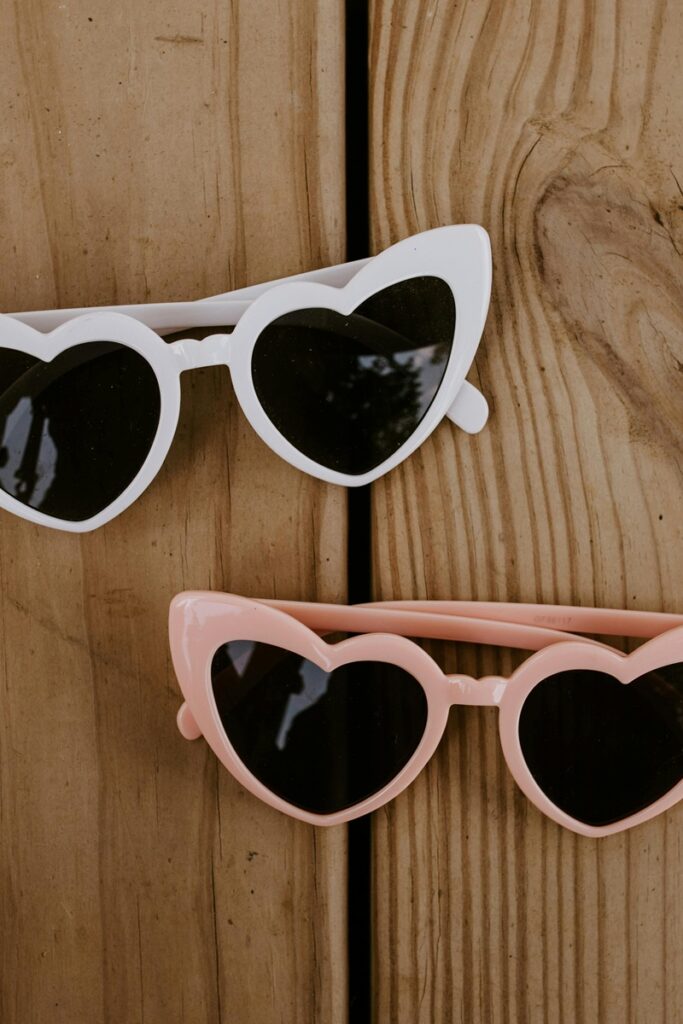 Pair of heart shaped sunglasses