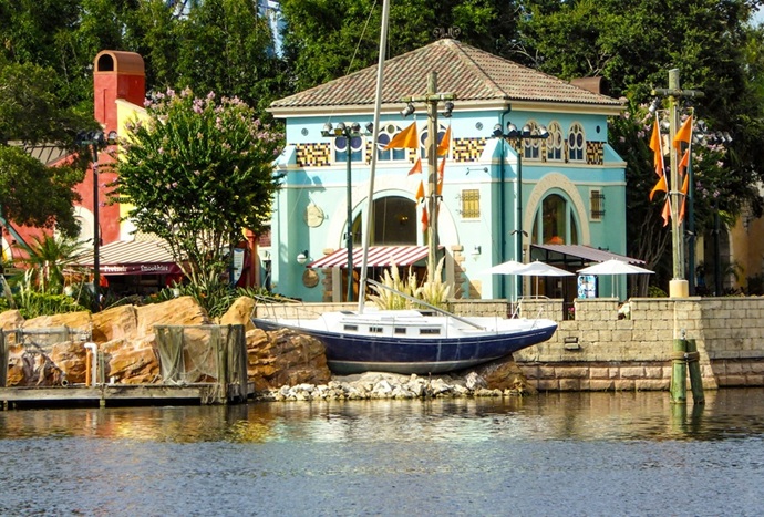 Boat and building at SeaWorld